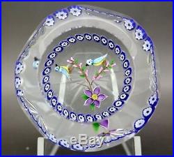 CAITHNESS Scotland Two Bluebirds Art Glass Facets Paperweight, Aprx 3W x 2.25H