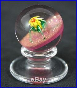 CHARLES KAZIUN JR Art Glass Miniature Pedestal Paperweight Tilted Spider Lily