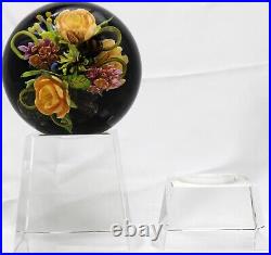 CHARMING Paul STANKARD Floral Sphere with Honey BEE Art Glass Paperweight ORB