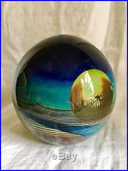 Circa 1978 John Lewis Studio Art Glass Moonscape Vase Paperweight Signed