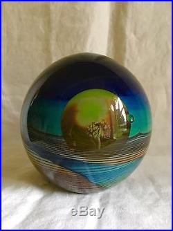 Circa 1978 John Lewis Studio Art Glass Moonscape Vase Paperweight Signed