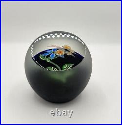 CORREIA Art Glass Paperweight BUTTERFLY & FLOWER Lmt Edition Nr. 121/200 1985