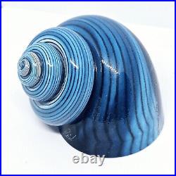 CRITTER REID Rare Signed Blue Murano Style Sea Shell Snail Art Glass Paperweight