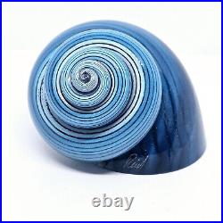 CRITTER REID Rare Signed Blue Murano Style Sea Shell Snail Art Glass Paperweight