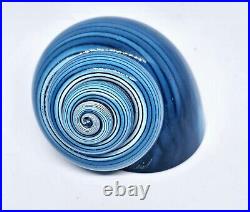 CRITTER REID Rare Signed Blue Murano Style Sea Shell Snail Art Glass Paperweight