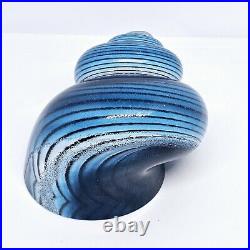 CRITTER REID Rare Signed Blue Murano Style Sea Shell Snail Art Glass Paperweight