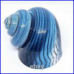 CRITTER REID Rare Signed Blue Murano Style Sea Shell Snail Art Glass Paperweight