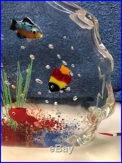 Captivating MURANO Tropical FISH AQUARIUM Art Glass SCULPTURE Paperweight