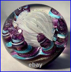 Carmen D'Aquila Papeweight Dichroic Purple Iridescent Art Glass Vintage Signed