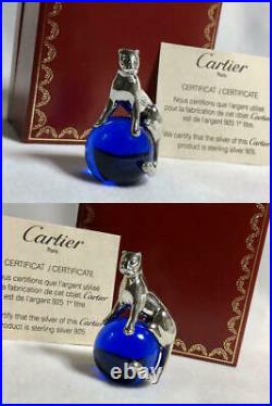Cartier Panther Paper Weight Object Silver Blue SV925 Free Shipping from JAPAN