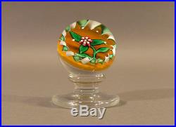 Charles Kaziun Flower Art Glass Tilted Pedestal Miniature Paperweight