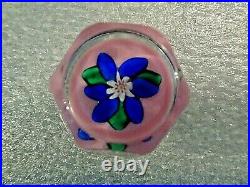 Charles Kaziun Jr Glass Miniature Blue Daffodil POSY FACETED Paperweight