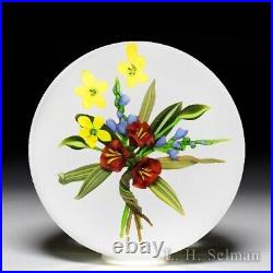 Chris Buzzini 1987 Artist Proof Red Azalea bouquet glass paperweight