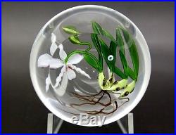 Chris Buzzini Orchid Flower Bouquet Art Glass Unique Paperweight, Apr 3Wx2.25H