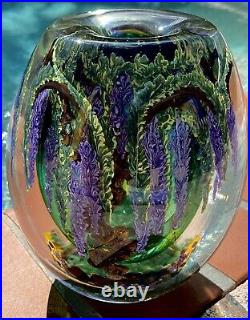 Chris Heilman Large Wisteria & Flowers Paperweight Vase 2007