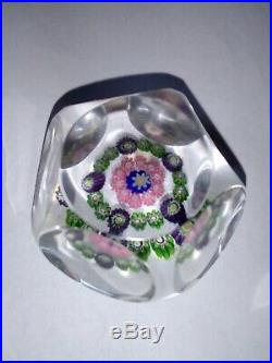 Clichy Baccarat St Louis France Glass Millefiori Multi Faceted Paperweight