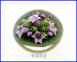 Clinton Smith Glass Paperweight Purple Mountain Saxifrage Flowers 2020 Lampwork