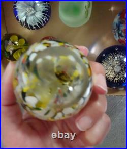 Collection Art Glass Lot of 9 Paperweights Millefiori Faceted Explosion Bees