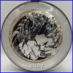 Colleen Ott Art Glass 5 Disk Paperweight Blue Wine Silver Foil Signed 1989 Rare