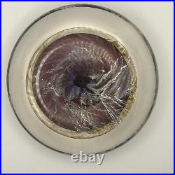 Colleen Ott Art Glass 5 Disk Paperweight Blue Wine Silver Foil Signed 1989 Rare