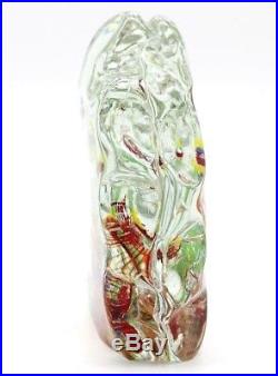 Colorful MURANO Swimming Fish AQUARIUM Art Glass BLOCK Paperweight SCULPTURE