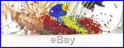 Colorful MURANO Swimming Fish AQUARIUM Art Glass BLOCK Paperweight SCULPTURE