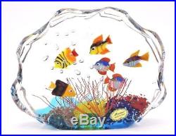 Colorful MURANO Swimming Fish AQUARIUM Art Glass Paperweight SCULPTURE