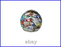 Colorful Scrambled Millefiori Glass Paperweight for Decorative Display