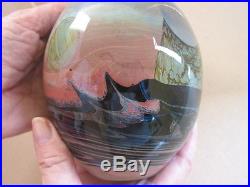Contemporary Signed John Lewis'71 Art Glass Paperweight Bud Vase