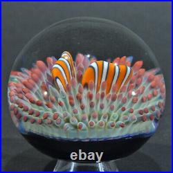 Coral Reef Anemone Clown Fish Art Glass Paper Weight By Trey Cornette