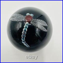 Correia Art Glass 1984 Dragonfly Paperweight Signed Vintage