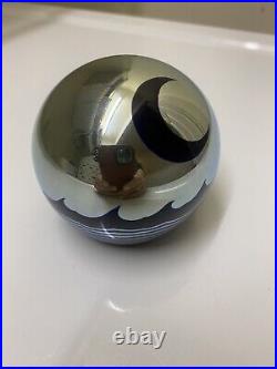 Correia Signed & Dated Moon & Waves Vintage Glass Paperweight Perfect Condition