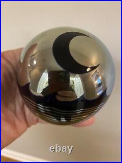 Correia Signed & Dated Moon & Waves Vintage Glass Paperweight Perfect Condition