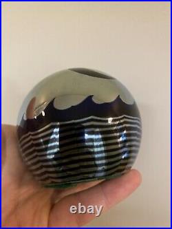 Correia Signed & Dated Moon & Waves Vintage Glass Paperweight Perfect Condition