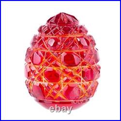 Crystal Egg Red Glow Crystal Glass Paperweight Handmade Authentic Art