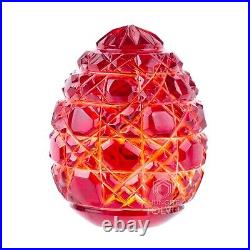 Crystal Egg Red Glow Crystal Glass Paperweight Handmade Authentic Art