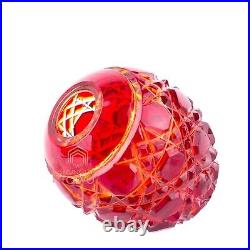 Crystal Egg Red Glow Crystal Glass Paperweight Handmade Authentic Art