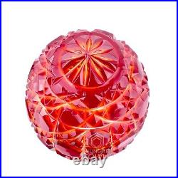 Crystal Egg Red Glow Crystal Glass Paperweight Handmade Authentic Art