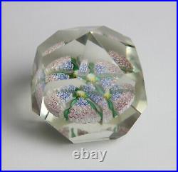 Cut Glass Concentric Facets Millefiori Ribbon Star Urchin Art Glass Paperweight