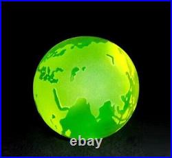 Czech Yellow Uranium Vaseline Art Glass Globe Large Paperweight 3'