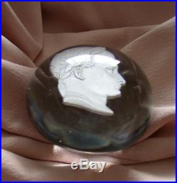 DESPREZ ANDRIEU BACCARAT INCRUSTED SULPHIDE GLASS PAPERWEIGHT NAPOLEON I c1815
