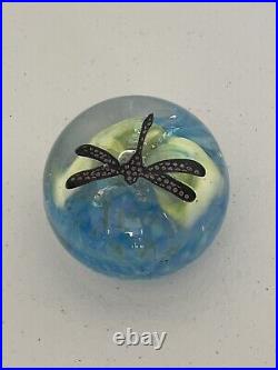 DRAGONFLY GLASS PAPERWEIGHT 2001 Signed By Artist Beautiful