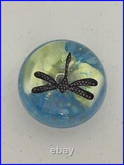 DRAGONFLY GLASS PAPERWEIGHT 2001 Signed By Artist Beautiful