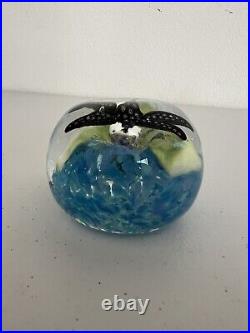 DRAGONFLY GLASS PAPERWEIGHT 2001 Signed By Artist Beautiful