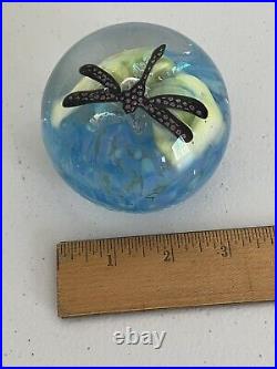 DRAGONFLY GLASS PAPERWEIGHT 2001 Signed By Artist Beautiful