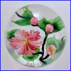 Daniel Salazar Lundberg Studios Cherry Blossom Art Glass Paperweight GL