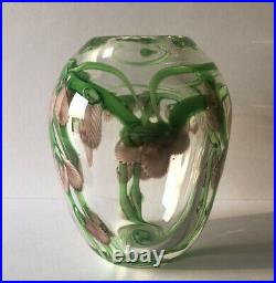 Daniel Salazar Studio Art Glass Cased Orchid Flower Lampwork Paperweight Vase