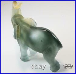Daum Pate-de-verre Glass Crystal Lucky Trunk Up Elephant Figurine Paperweight
