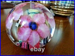 David LOTTON Studio Glass CASED Clematis Paperweight SIGNED 1997 3 Flowers