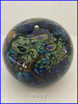 David Lindsay Colorful Undersea Coral Reef Art Glass Paperweight Signed 2001